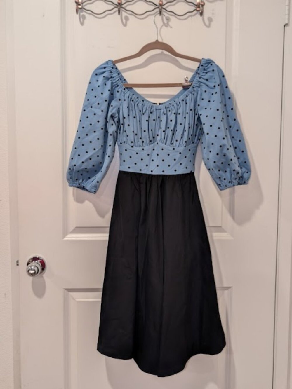 NWOT Vixen By Micheline Pitt Blue Polka Dot Swing Vacation Dress
